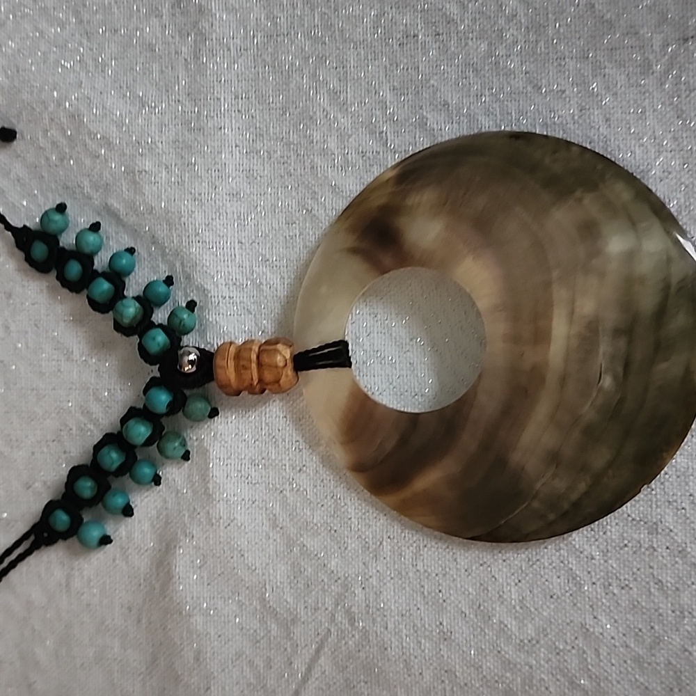 Elegant Shell Pendant Necklace with Black Cord